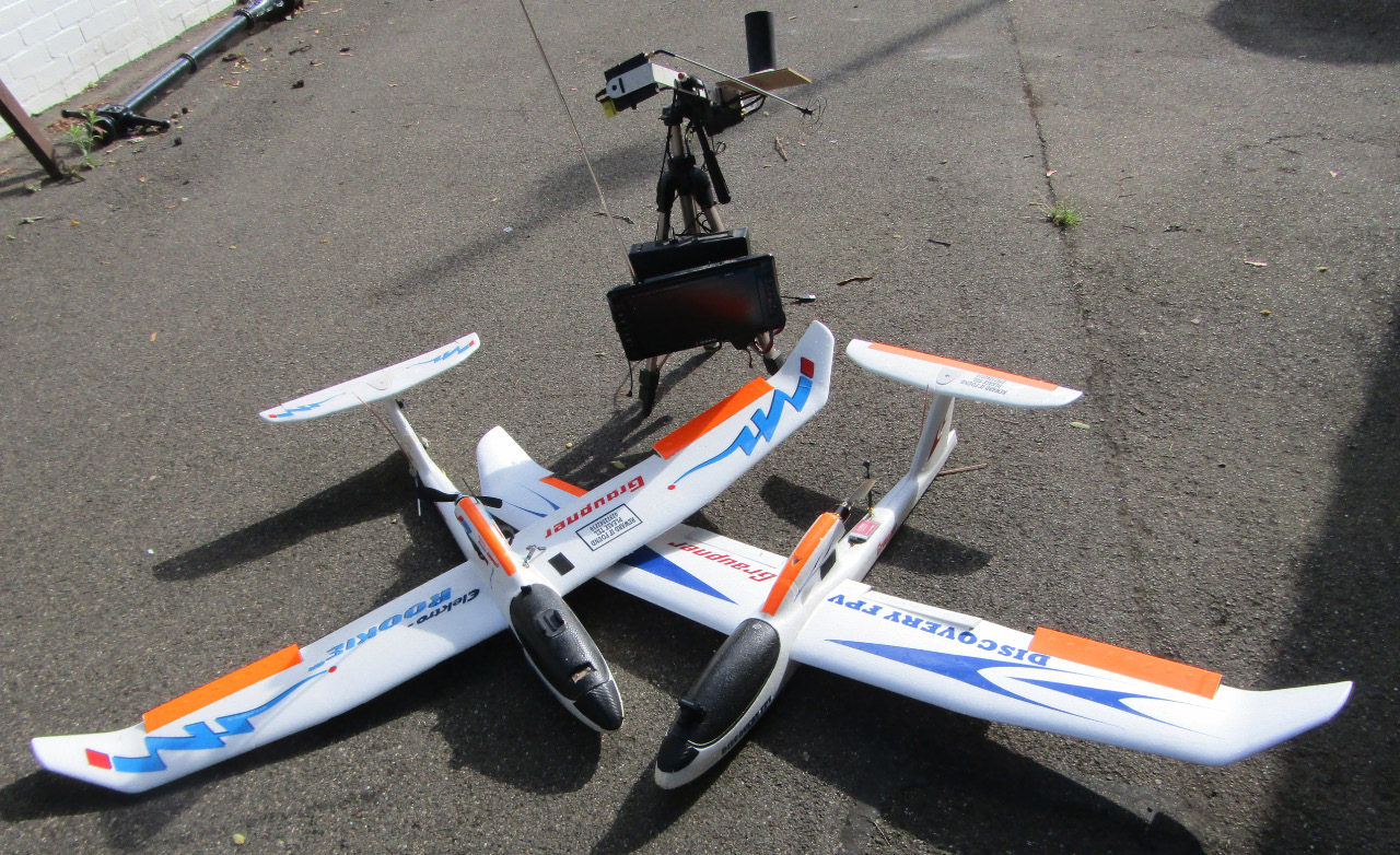 Appraisal: Two Graupner polystyrene remote control planes one with Discovery FPV