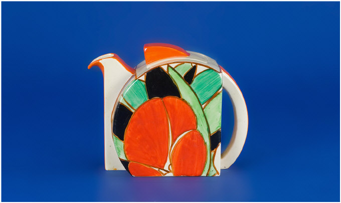 Appraisal: Clarice Cliff Stamford Teapot Circa Red Gardinia pattern Bizarre range