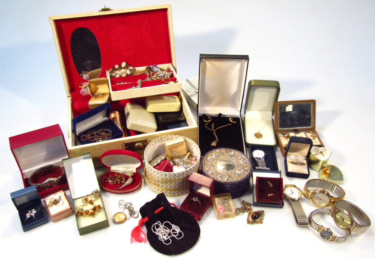 Appraisal: Various costume and other jewellery a jewellery box containing various