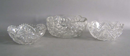 Appraisal: Three cut glass bowls early th c h dia h