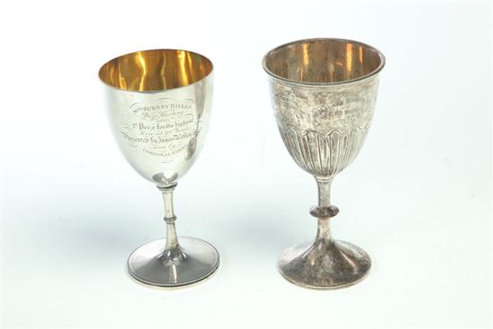 Appraisal: TWO SILVER PRESENTATION GOBLETS OF MILITARY INTEREST The first marked