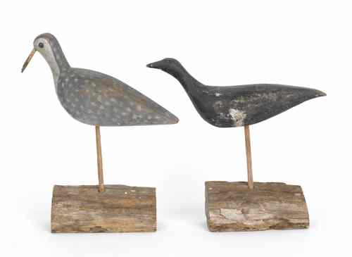 Appraisal: Two carved and painted shore bird decoys late th early