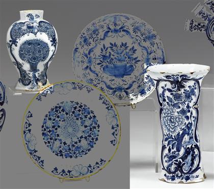 Appraisal: Two Dutch Delft vases de porcelain byl late th century