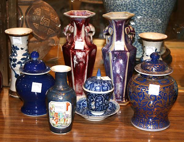 Appraisal: Ten Chinese porcelains Including vases covered jinger jars and other