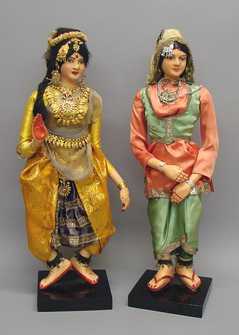 Appraisal: Pair of female figures from India Each lady is T