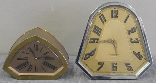 Appraisal: Vintage Deco Travel Clocks Includes a French nickel easel back