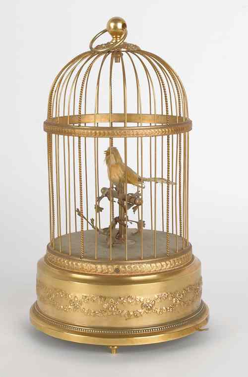 Appraisal: French bird in cage music box h