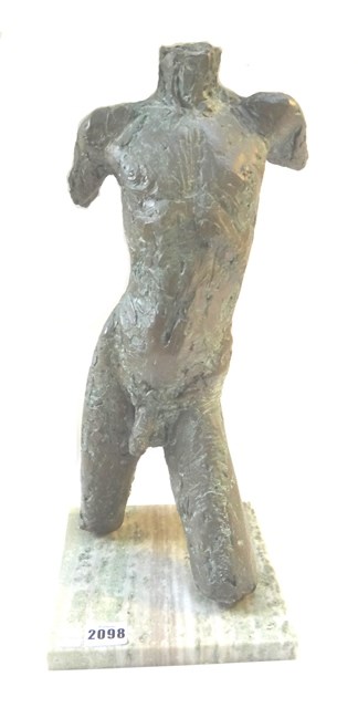 Appraisal: A contemporary composite faux bronze nude male torso on a