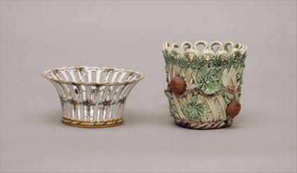 Appraisal: Reticulated Porcelain Bowl together with a Miniature Cachepot