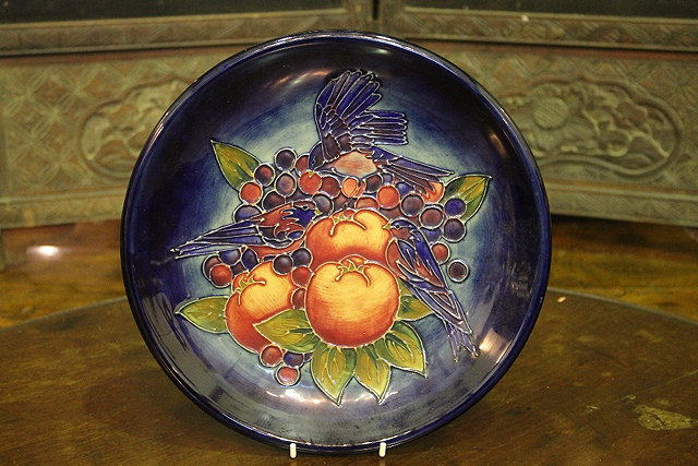 Appraisal: A MOORCROFT BLUE FINCHES CHARGER discontinued with impressed mark cm