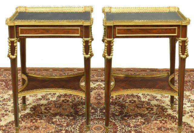 Appraisal: pair French Louis XVI style rosewood side tables th c