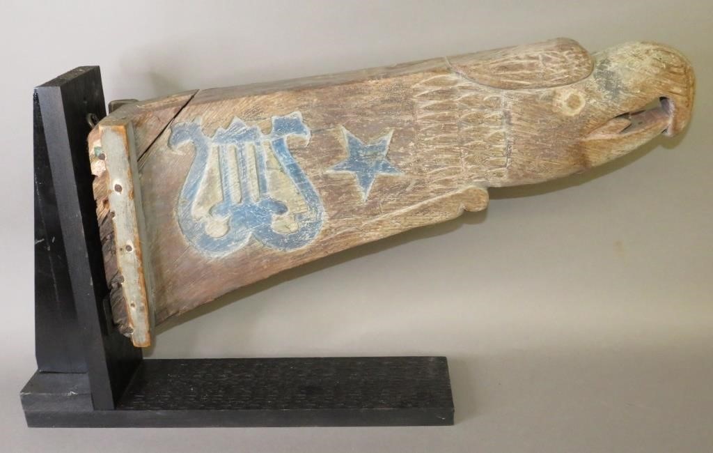 Appraisal: EARLY CARVED SCREAMING EAGLE SHIP'S FIGUREHEAD BYca th- th century