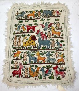 Appraisal: Kashmir wool wall tapestry with animals Kashmir wall tapestry with