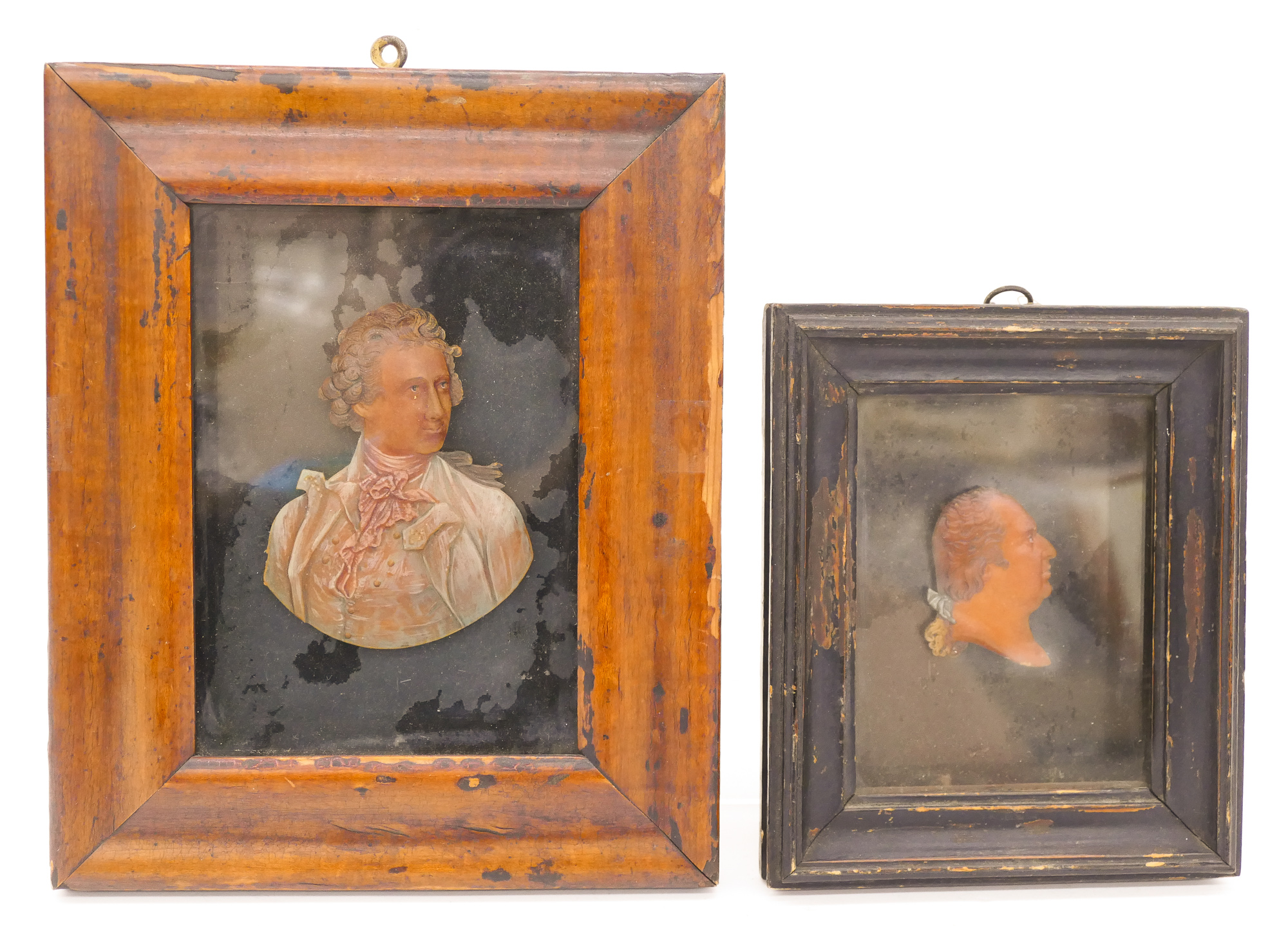 Appraisal: pc French th Cent Wax Miniature Portraits Framed ''x ''