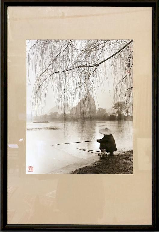 Appraisal: Don Hong-Oai Framed Matted Photograph Lake Scene Don Hong-Oai Chinese