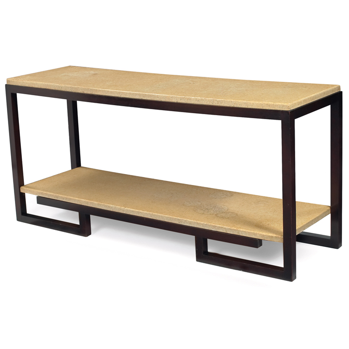 Appraisal: Paul Frankl two-tiered console table by Johnson Furniture Co mahogany