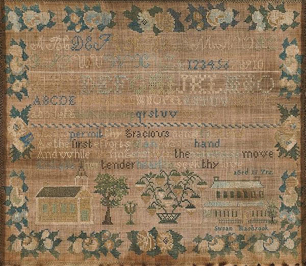 Appraisal: AMERICAN SAMPLER SUSAN HASBROOK ca - silk on linen reads