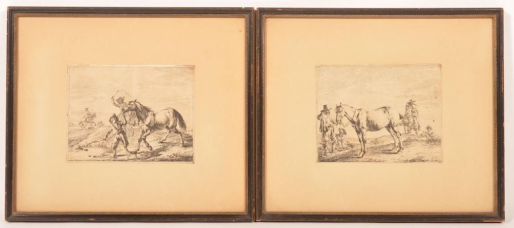 Appraisal: Two Dirck Stoop Etchings Figures with Horses Two Dirck Stoop