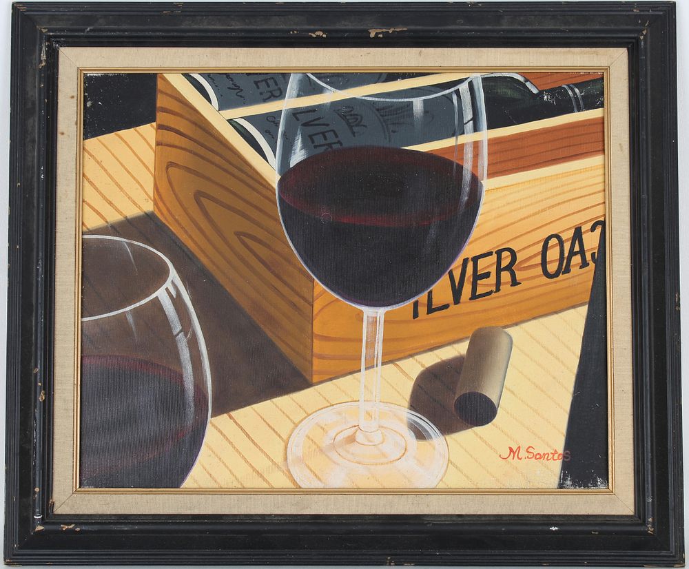 Appraisal: Vintage Still Life Painting Red Wine Vintage Still Life Painting