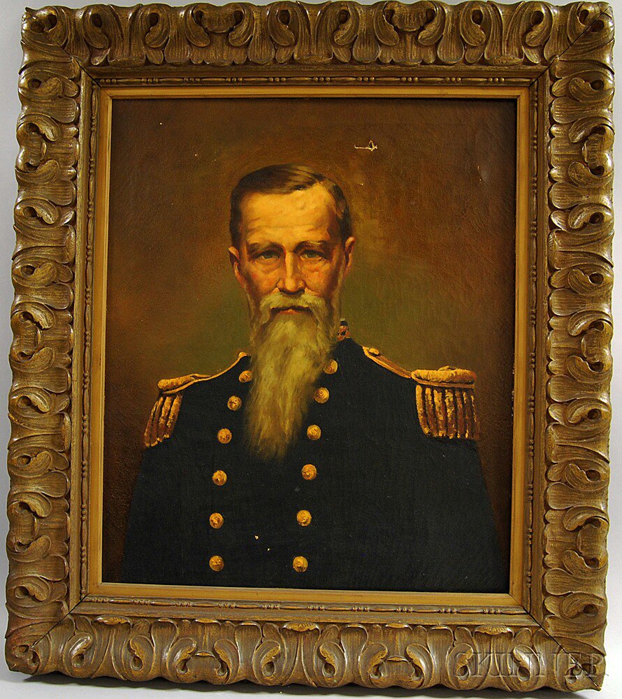 Appraisal: American School th Century Portrait of an Officer Unsigned Oil