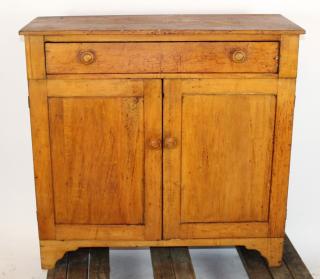 Appraisal: American primitive pine cabinet door drawer h x w x