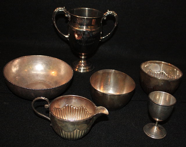 Appraisal: A SMALL COLLECTION OF MISCELLANEOUS SILVER WARES including three bowls