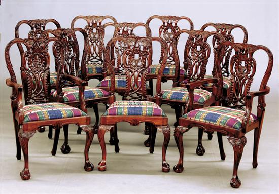 Appraisal: Georgian style carved mahogany dining chairs set of ten comprised