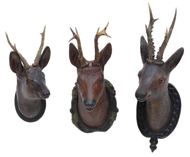 Appraisal: lot of Black Forest deer head trophy mounts th c