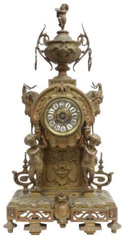 Appraisal: French Renaissance Revival bronze mantel clock th c case with