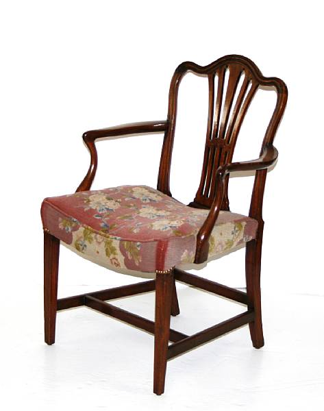 Appraisal: A George III mahogany armchair with needlework seat height in