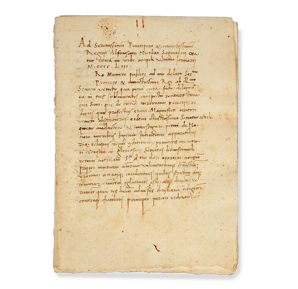 Appraisal: Handwritten Document written in Latin circa A handwritten document on