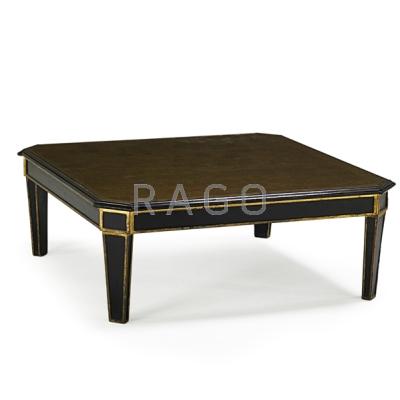 Appraisal: MAISON JANSEN Low table France s Ebonized and gilt wood