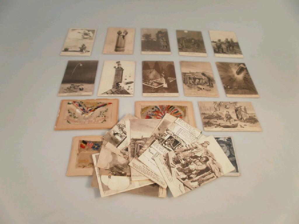 Appraisal: A collection of First World War silk postcards and a