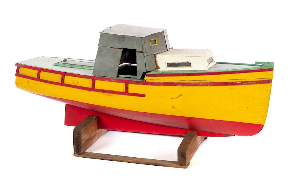 Appraisal: Folk Art Painted Boat Model Sea Conk Port Mouton N