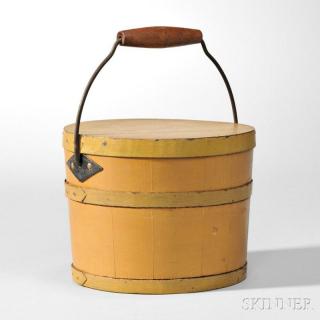 Appraisal: Shaker Yellow-painted Covered Pail Canterbury or Enfield New Hampshire th