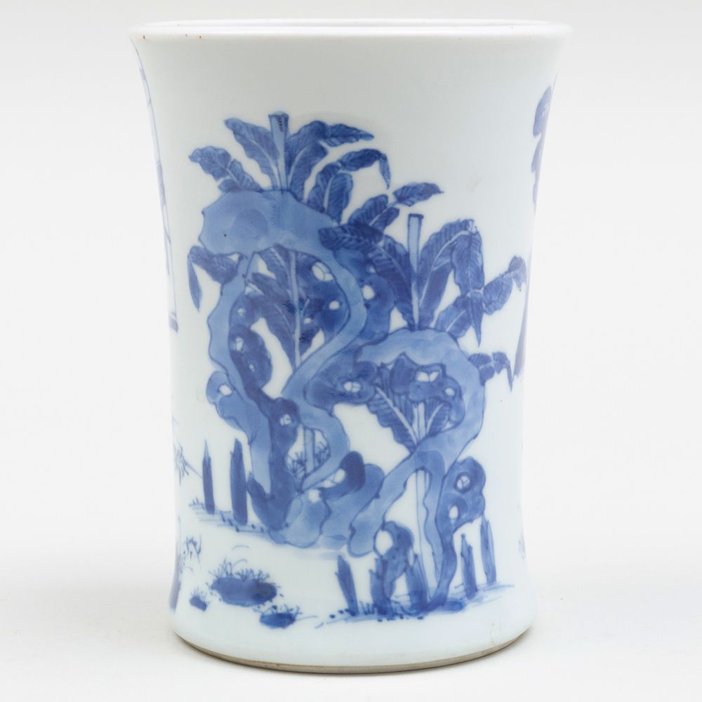 Appraisal: Chinese Blue and White Porcelain Beaker Vase Chinese Blue and