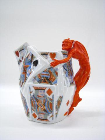 Appraisal: Royal Bayreuth Devil Cards Milk Pitcher measures '' high with