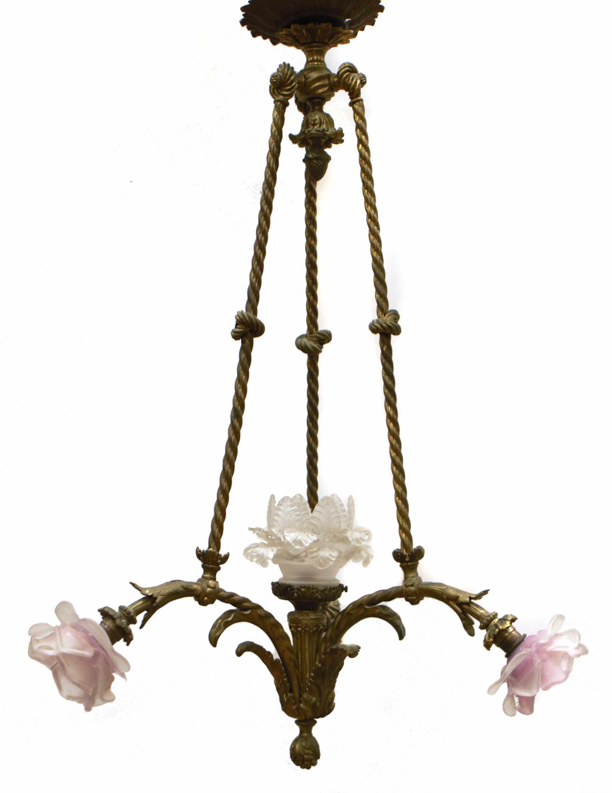 Appraisal: A gilt bronze four light chandelier height in width in