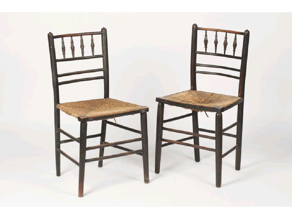 Appraisal: MORRIS Co A MATCHED PAIR OF SUSSEX PATTERN SIDE CHAIRS