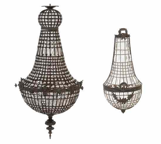 Appraisal: A Glass and Beaded Chandelier together with a wall sconce