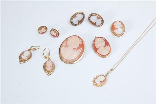 Appraisal: SEVEN PIECES OF CAMEO JEWELRY All in marked K yellow