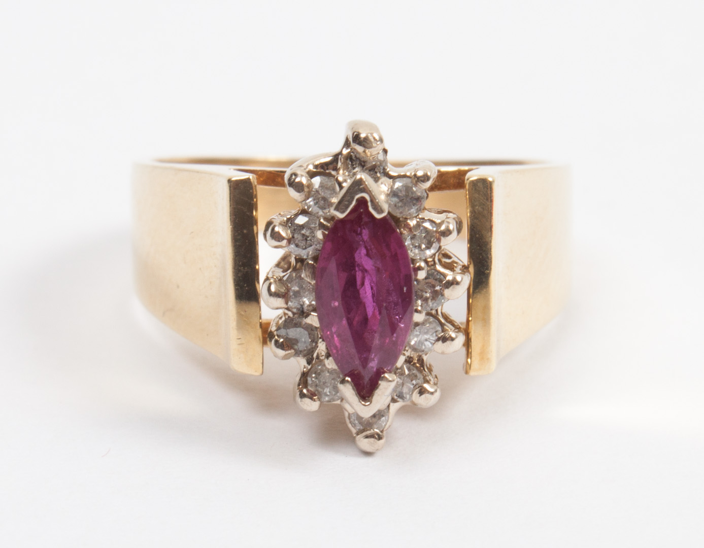 Appraisal: Lady's K gold ruby diamond ring size grams