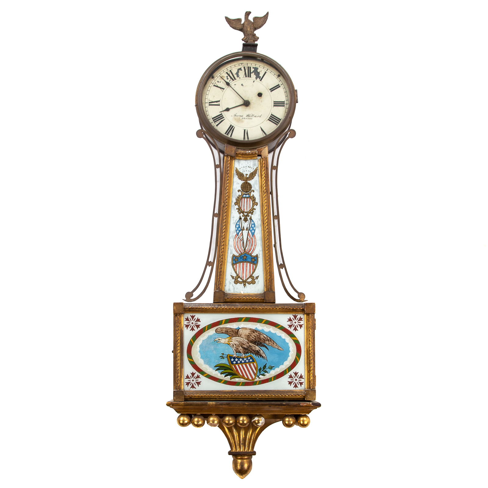 Appraisal: FEDERAL BANJO CLOCK AARON WILLARD Circa - mahogany and gilt