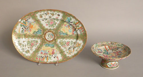 Appraisal: Chinese export porcelain rose medallion tray x and tazza h