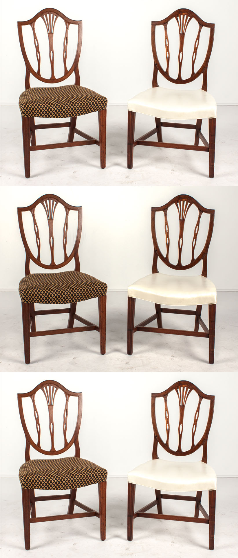 Appraisal: Six Federal mahogany dining chairs circa Baltimore MD shield backs