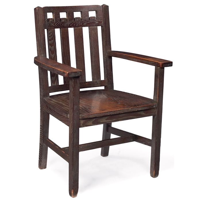 Appraisal: Unusual Michigan Chair Company armchair attribution slatted back with peaked