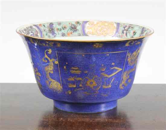 Appraisal: A Chinese famille verte powder blue bowl Kangxi period -