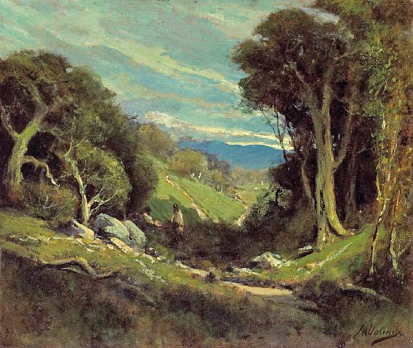 Appraisal: Manuel Valencia American - A sunlit path through rolling hills