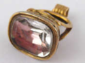 Appraisal: An antique gold cased rock crystal seal approx x cm