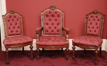 Appraisal: AMERICAN RENAISSANCE REVIVAL CARVED WALNUT AND TULIPWOOD FOUR-PIECE PARLOR SUITE